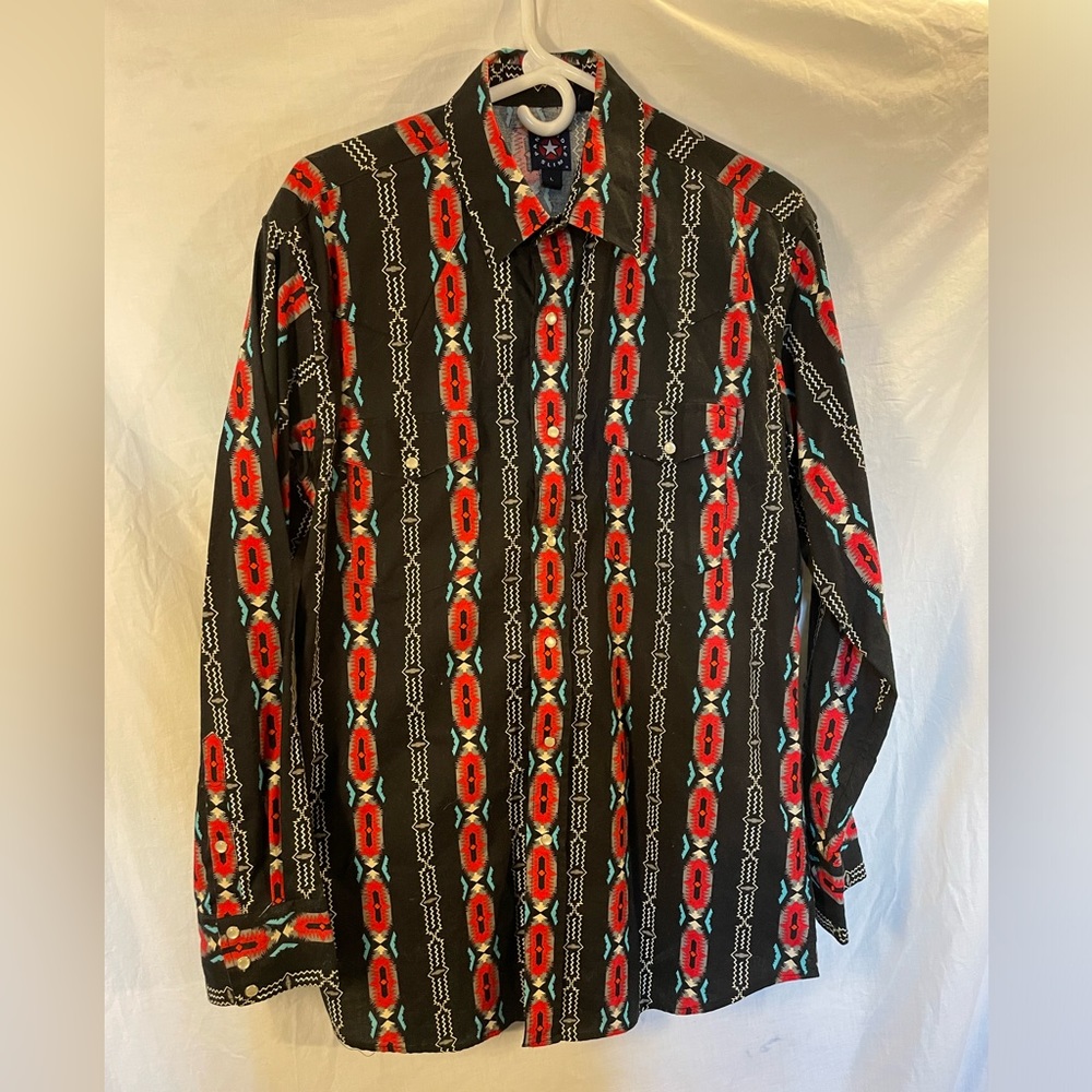 Men's Vintage Panhandle Slim Southwest Print Button up shirt- Size large